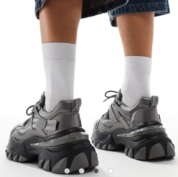 Asos Design Chunky Sneakers In Gunmetal - Picture 2 of 15